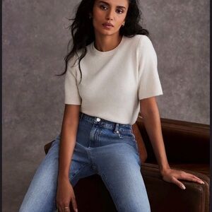 Mint Velvet Ivory Wool Blend Knit Tee NWT Medium